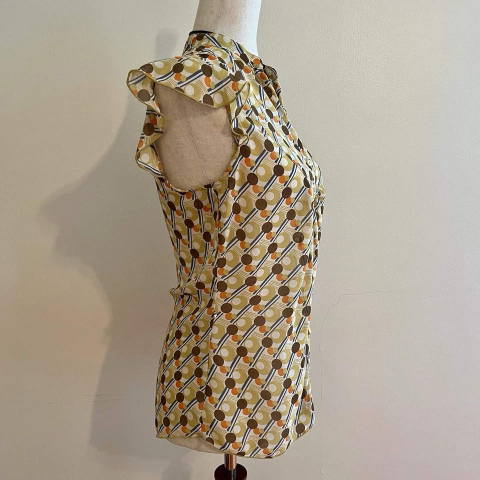 Blusa Forever 21 Vintage Y2K Abotonada Talla M Amarilla Geométrica Mod Retro Foto 3 de 4