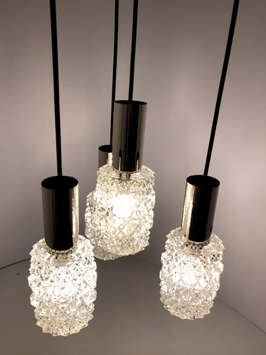 KASKADENLAMPE GLAS VINTAGE LAMPE 70ER LAMPE DECKEN PENDELLEUCHTE SPACE AGE - Bild 2 von 7