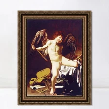 Framed Canvas Print Art Cupid as Victor by Michelangelo Merisi da Caravaggio