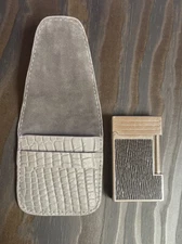 Alligator Lighter Case For S.T. Dupont Ligne 2 Grey With Grey Stitching