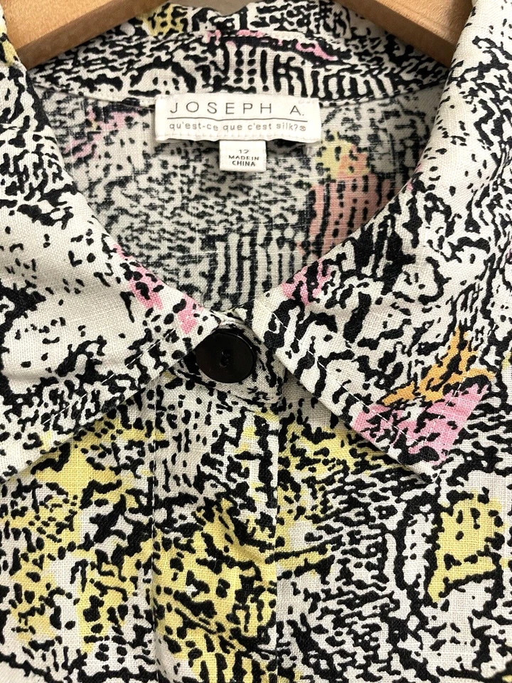 Joseph A. qu' est-ce que c'est seda? Blusa blanca negra oculta con botones Foto 2 de 4