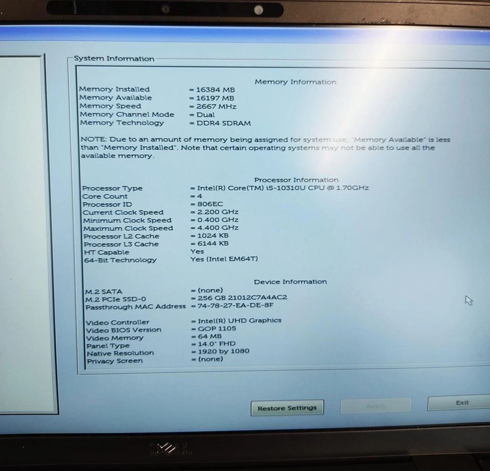 DELL LATITUDE 7410 I5-10310U 16 GB RAM 256 GB SSD WIN PRO - Immagine 4 di 4