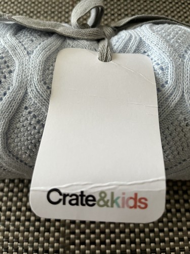 Crate & Barrel Create & Kids Knitted Organic Cotton Crib Throw Blanket Blue - Picture 3 of 11
