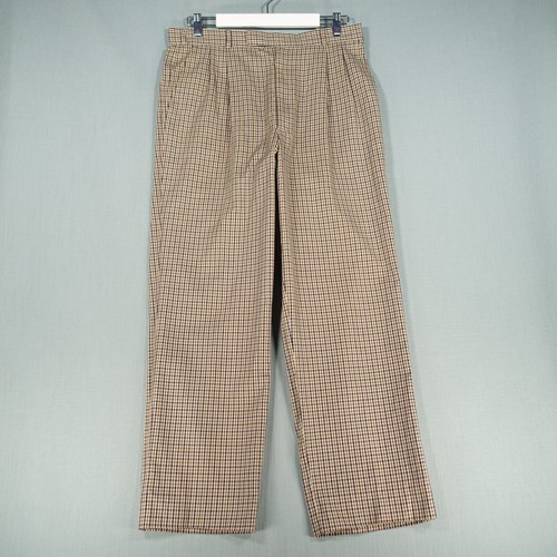 Aquascutum Trousers Mens W32 L29 Brown Beige Black Check Gingham London Pleated