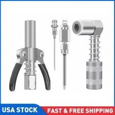 Grease Gun Coupler Accessory Kit with Hose Needle 90° Adapter Needle Tips Steel