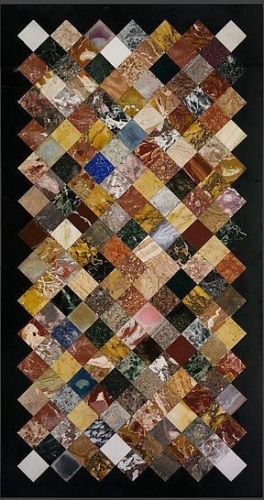 48x24 Black Marble Handmade Dining Table Top with Pietra Dura Floral Art