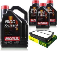 Mann-Filter Inspektionspaket 8L Motul 8100 X-Clean+ 5W-30 FüR Opel Antara 2.0
