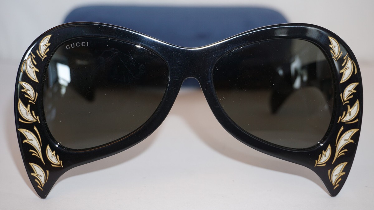 GUCCI Sunglasses Mask Black Pearl Feather GG0143S 002 55 18 140 GUCCI New Sunglasses Mask Black Pearl Feather Grey GG0143S  main image 3