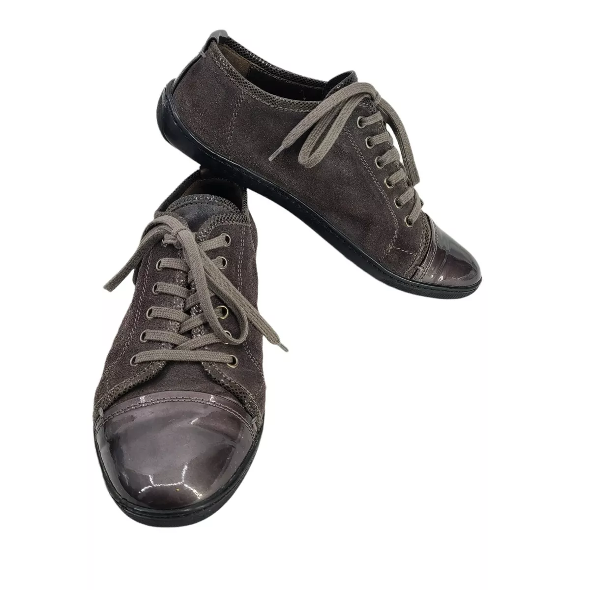 AGL Attilio Giusti Leombruni Womens Gray Suede Patent Cap Toe Lace