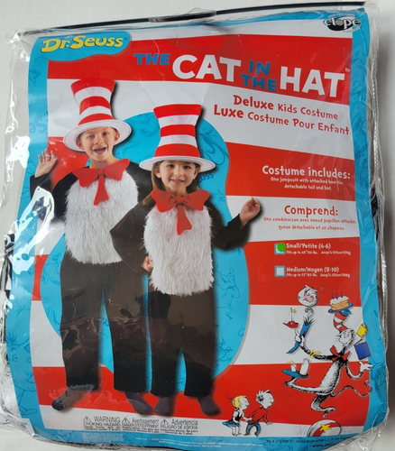 Size Small 4-6 Cat in the Hat Deluxe Kids Halloween Costume Dr Seuss by Elope