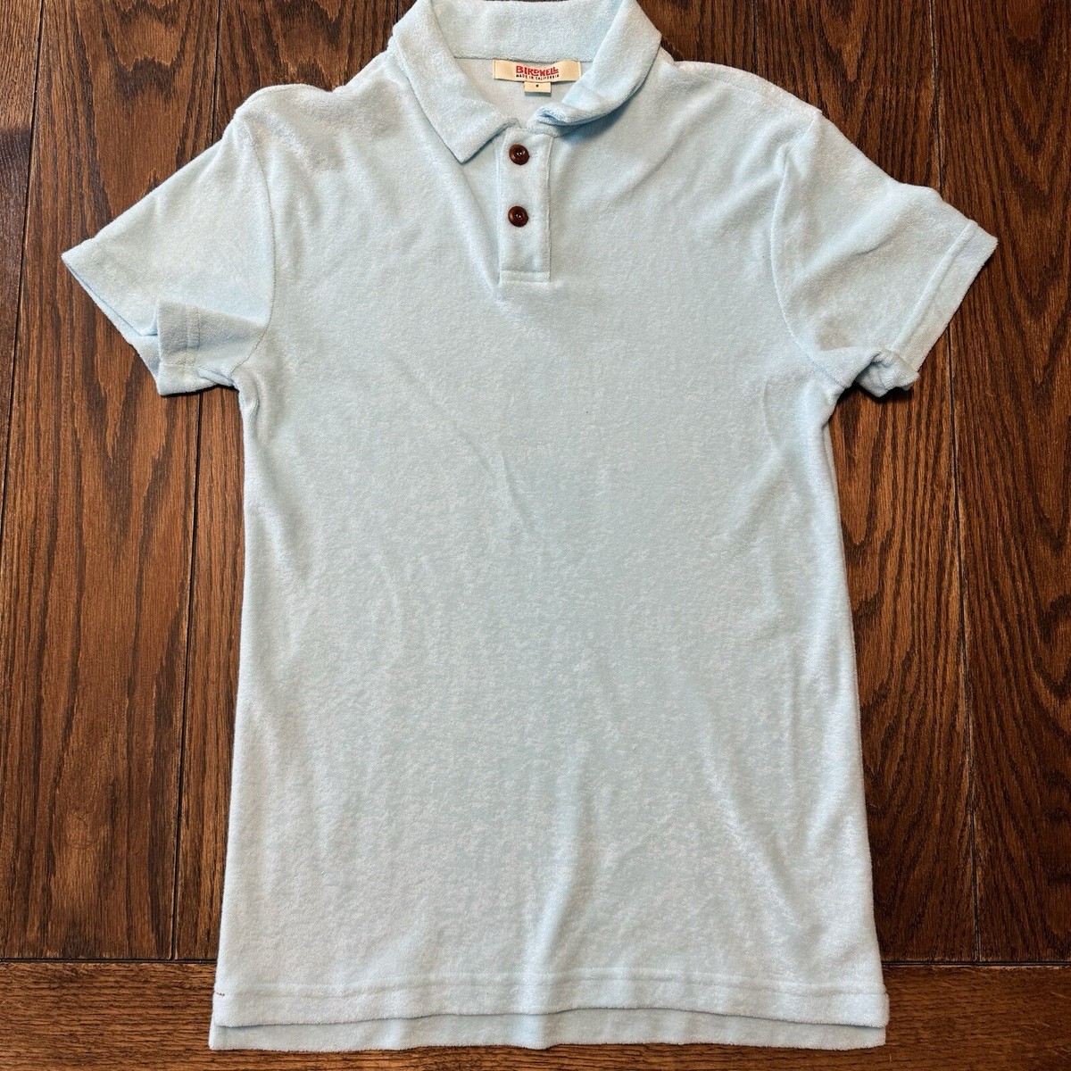 Birdwell Beach Britches Polo Shirt Mens Small Blue Teal Terrycloth 