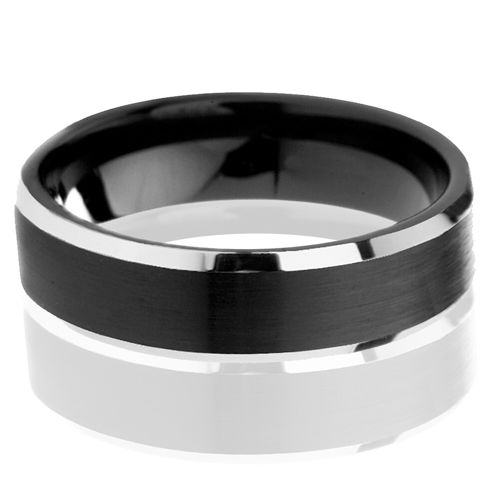 His & Her Tungsten Wedding Ring Set – Silver Two-Tone, Comfort Fit, No Stone, Sizes 6-13