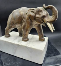 Brass Elephant Raised Trunk Sculpture 5" Mid Century