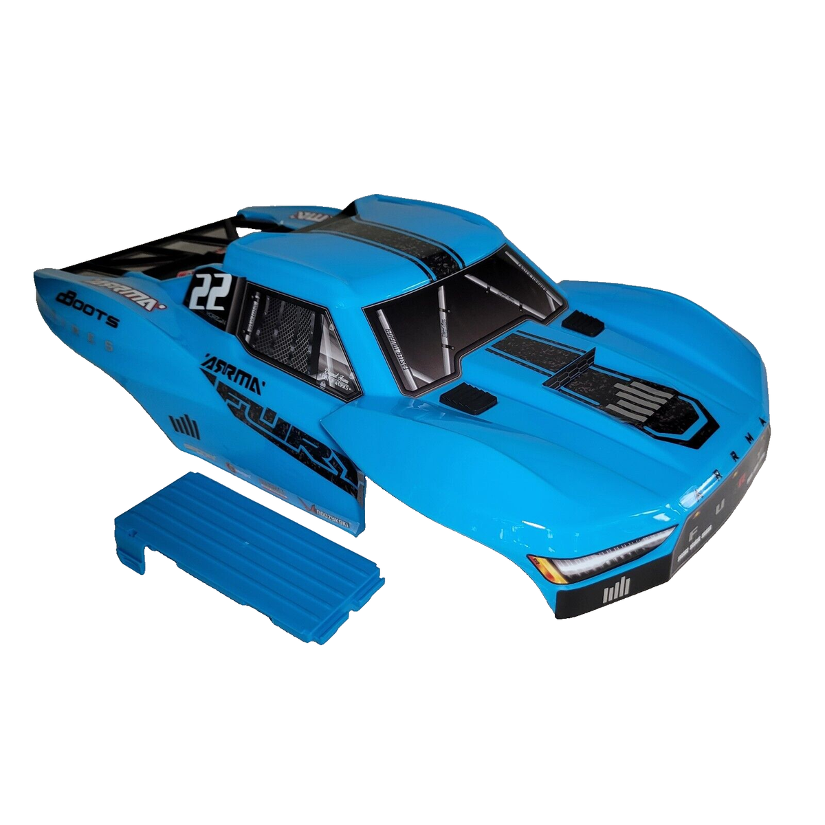 Arrma Fury Body Factory Paited Blue Clipless & Skid Plate