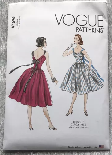 Vogue 1696 Reissue Circa 1954 Pullover Dress Pattern Sleeveless Retro Sz 16-24