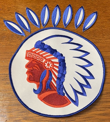 Native American Indian Chief XL Round Sew On Patch 6” Plus 8 Feather Patches - Picture 2 of 6