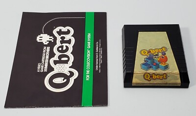 Q*bert (ColecoVision) Parker Brothers 1983 Cart + Manual Cleaned