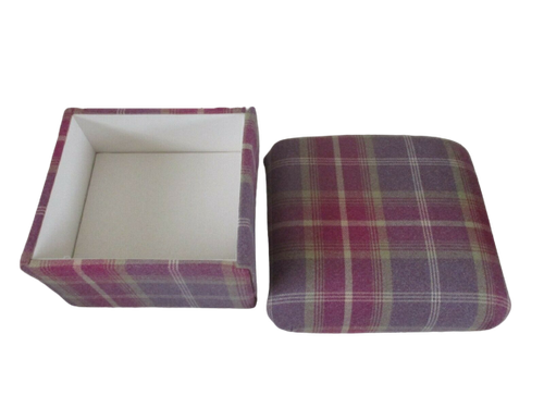 Storage Footstool Porter & Stone Balmoral Tartan Check Fabric Pouffe Ochre - Picture 32 of 55
