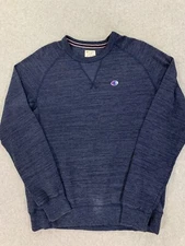 Champion Cotton Blend Athletic Fit V Stitch Crew Sweatshirt (Men's Medium) Blue