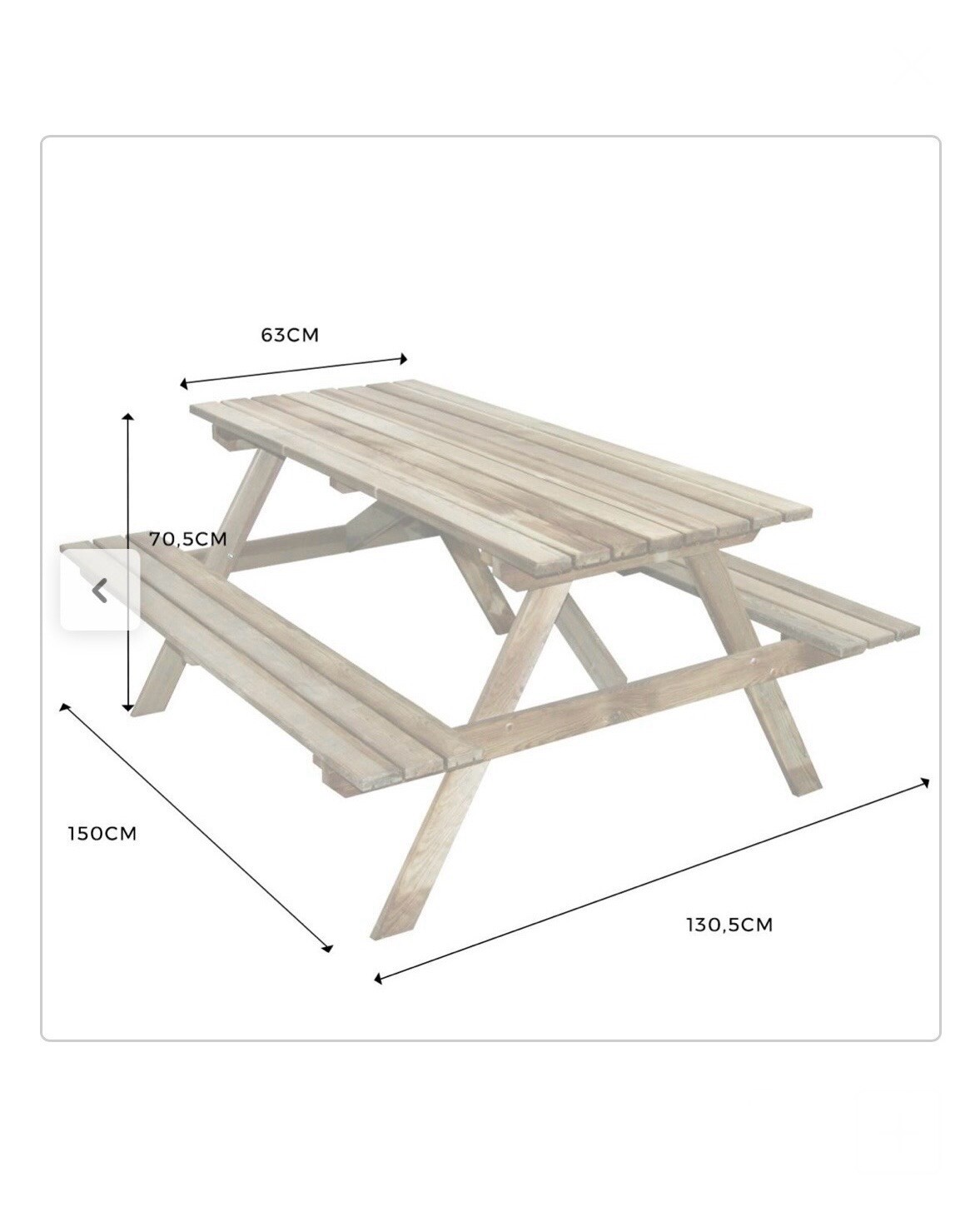Table pique-nique en bois 4 places compacte pour petits espaces extérieurs - 4