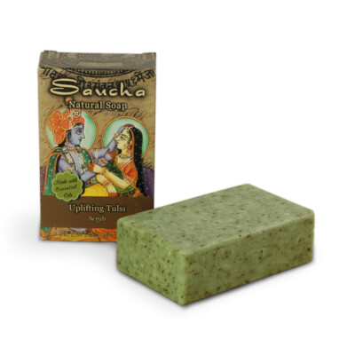 Soap Bar Saucha - Natural Uplifting Tulsi Scrub - 3.5 oz (100g)