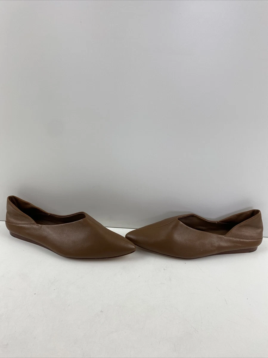 VINCE. Cullen Brown Leather Pointed Toe Slip On Flats Women s