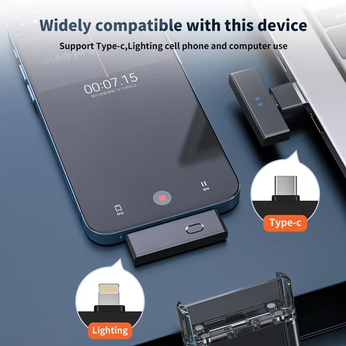 4in1 Wireless Lavalier Microphone 200ft Mini Mic For iPhone 15 14 IOS/Android/PC - Picture 20 of 23