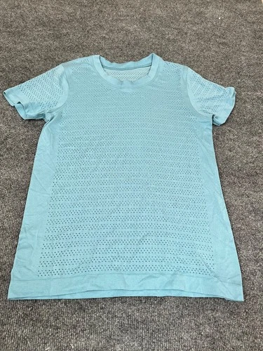 Lululemon Blue Green Teal Breeze By Short Sleeve Top Womens 4 ?