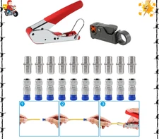 New Coaxial Compression Tool Kit Crimper Wire Stripper TV Coax Cable CCTV Repair