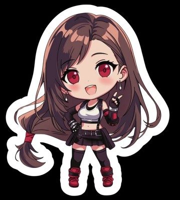 Tifa Lockhart, Final Fantasy 7, FF7, Cute Kawaii Glossy Vinyl sticker, Decal