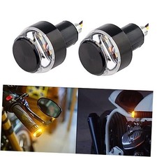 2 PCS Motorcycle Handlebar End LED Lights, Dual Color Turn White to Yellow