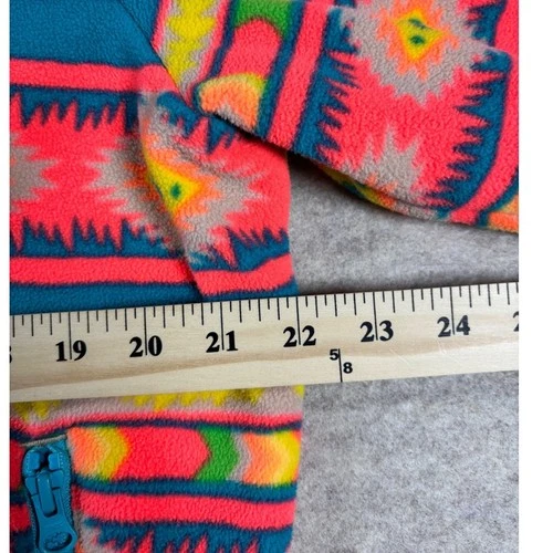 Chubbies Mens Full Zip Fleece Jacket Neon Aztec Southwestern Pink Blue Large image 2