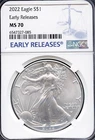 2022 $1 Silver American Eagle MS 70 NGC # 6547327-085 + Bonus