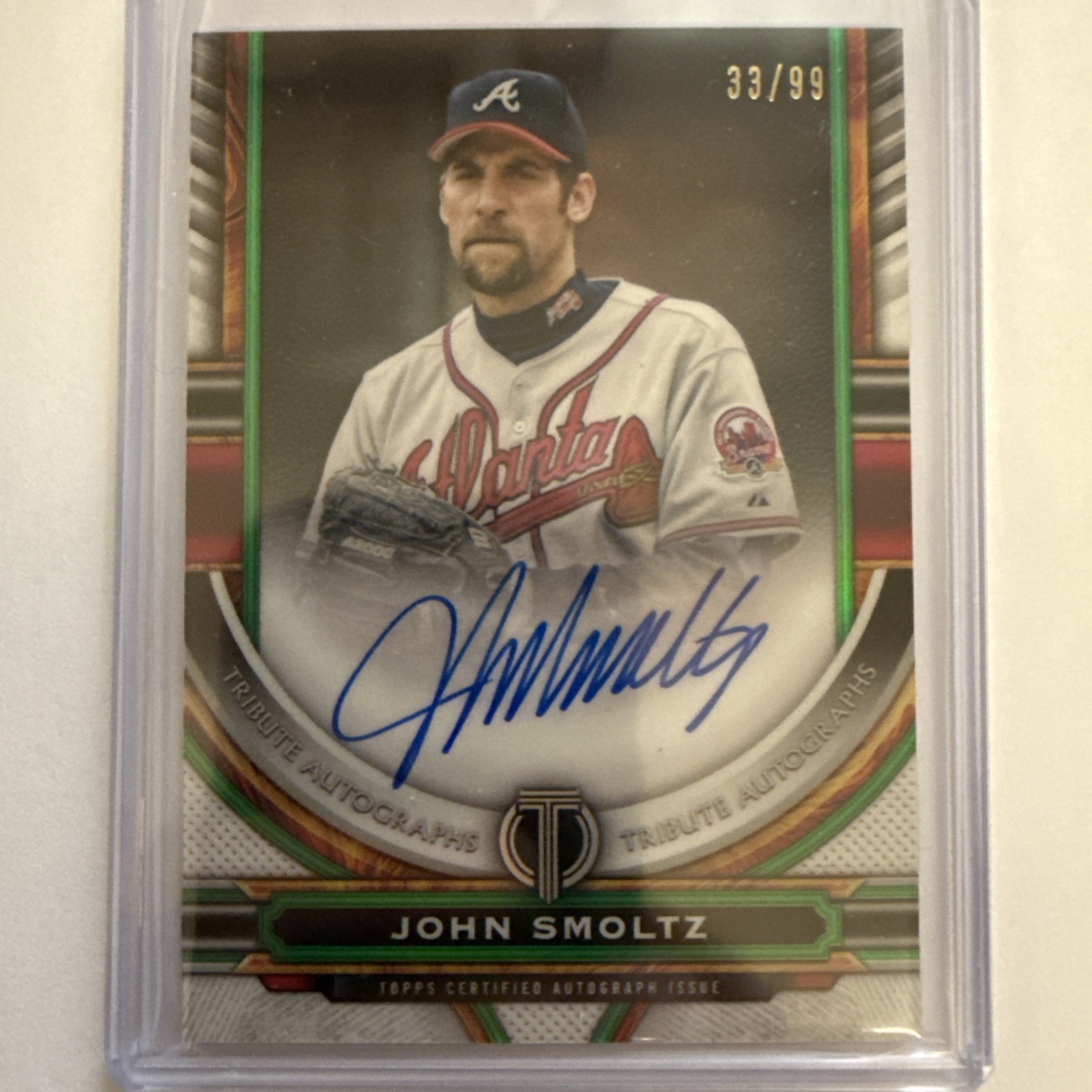 2023 Topps Tribute John Smoltz #TA-JSZ Green Autograph 33/99