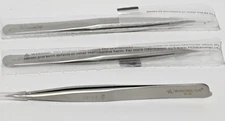 Lot Of 3 Excelta 00-SA-PI -New 2-Star Straight Tweezers Medium Point Anti-Mag SS