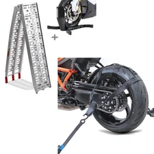 Set: loading ramp CS1 set wheel chock + Rear wheel tie-down strap set