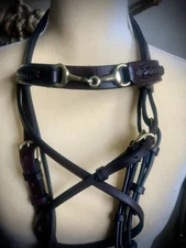 Braided Leather Horse Bridle Brass Snaffle +5” Bit Buckle End Web Reins 3/4x 116
