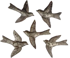 Birds, Metal Wall Decor set of 5, Recycled, Haiti Fair Trade Project