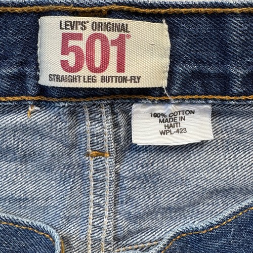 Pantalones de mezclilla Levis 501 de colección para hombre pierna recta botón mosca azul W40 L29 (38x28,5) - Imagen 2 de 13