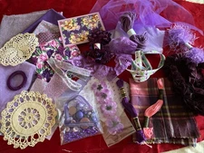 PURPLE Slow Stitch Junk Journal Kit Craft Sewing Crochet  Fabric Lace  + More P1