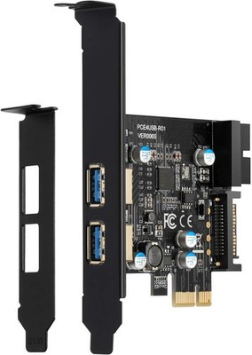 PCIE USB 3.0 Karte, PCI Express 1X 2 Ports mit internem 19-poligem USB