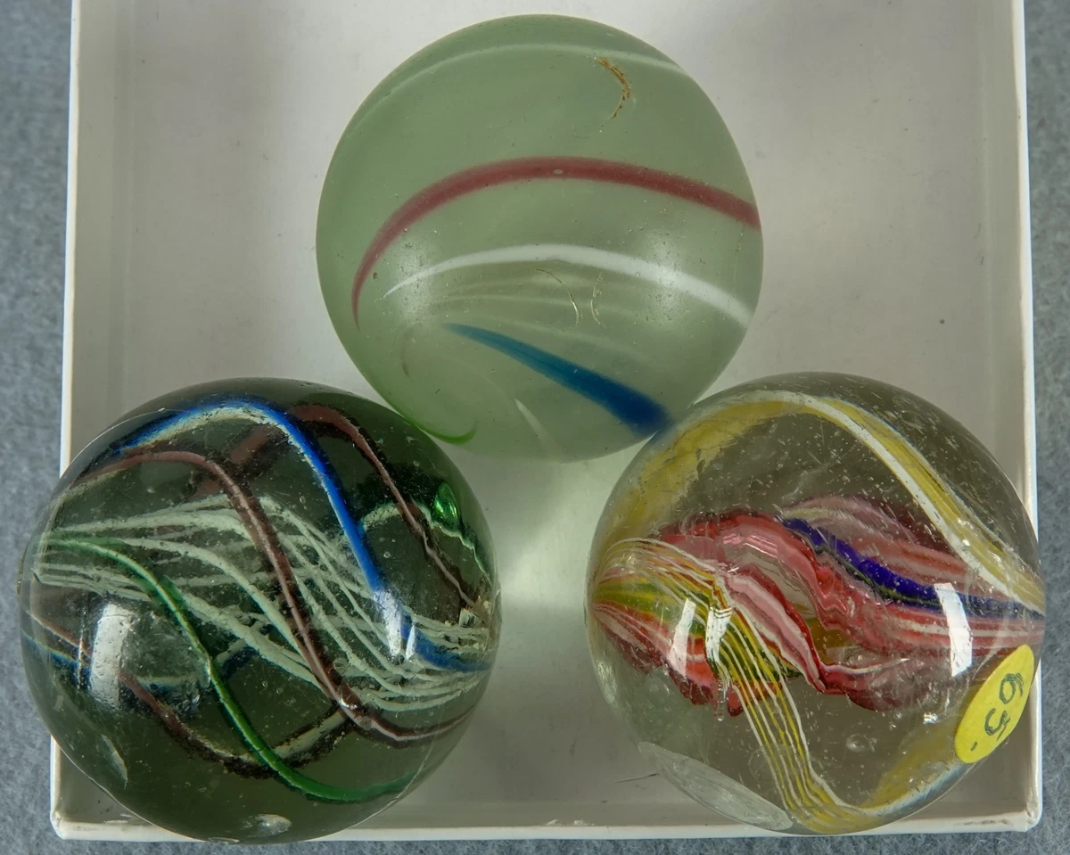 Grande Bille En Verre Lauscha, Swirl, Vintage, XXL 4,3 Cm, Fait Main D'avant 1945