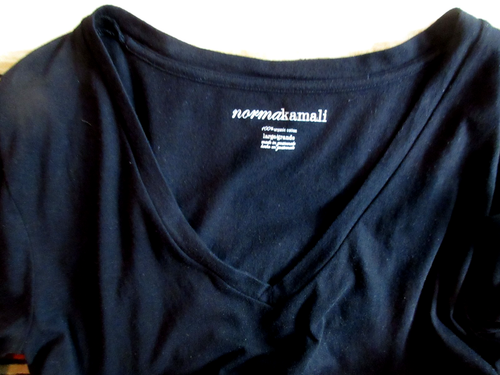 NORMA KAMALI VTG SIZ L ORGANIC COTTON PULLOVER SOLIDBLACK LSLV V-NECK GUATEMALA - Picture 4 of 5