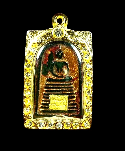 Amuleto tailandés verde Jade Phra Somdej Pim 9 niveles Wat Phra Kaew Wangna Foto 2 de 4