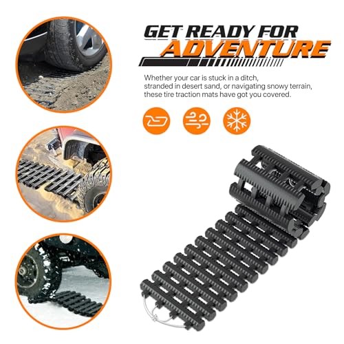 Snow Tire Traction Mats Portable Recovery Tracks for Vehicle 1 Pack, 32 Inch