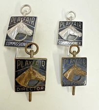 Vintage PLAYFAIR HORSE RACING Commissioner, Director HAT CAP LAPEL Pin BUTTON