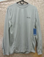 HUK Icon X Long Sleeve Fishing Shirt 032 (H1200386) Gray Men's SZ: Medium
