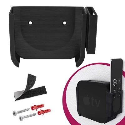 MOBILEFOX Soporte de pared adecuado para Apple TV HD y 4K con soporte de control remoto
