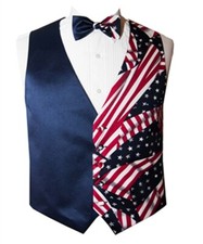 Men's USA Navy American Flag Vest and Bow Tie