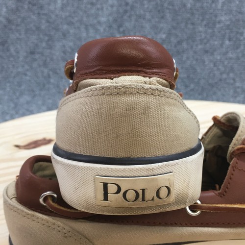 Polo By Ralph Lauren Boat Shoes Mens 10 D Rylander Lace Up Comfort Beige Canvas - Picture 9 of 17